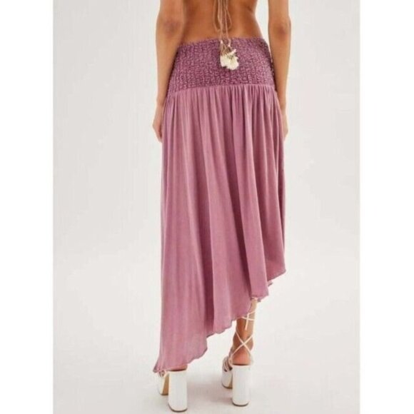 Out From Under Tessa Convertible Tube Dress Skirt Womens M Pink Mauve Smocked - Picture 7 of 13